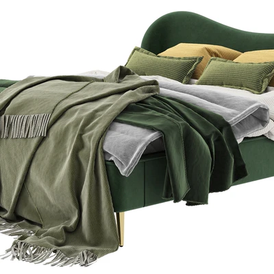 Made Kooper King Size Bed, Laurel Green Velvet — Ver 4
