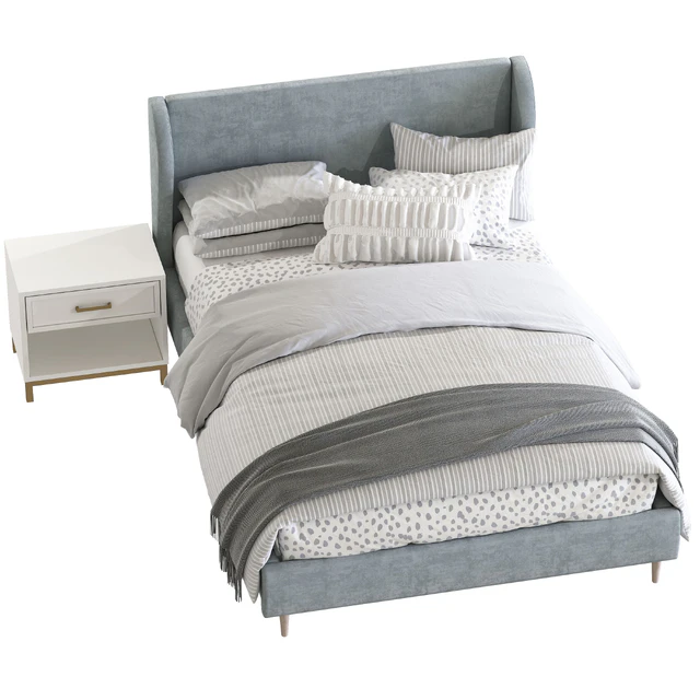 Кровать Wren Wingback Upholstered Bed — Скачать