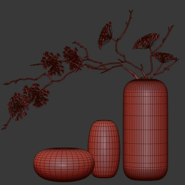Bouquet of flowering branches in ceramic vases — Descargar