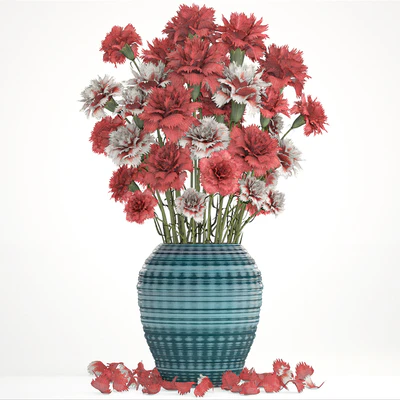 Bouquet of flowers 13. Carnation, vase, red flowers, decor — Ver 3