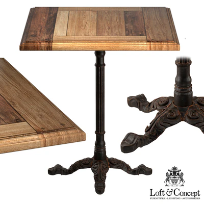 CAST IRON AND OAK RESTAURANT TABLE SQUARE — Ver 1