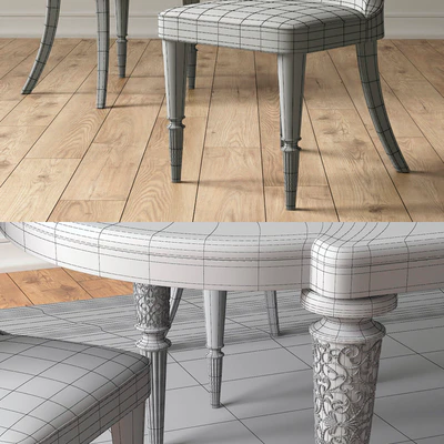 LAYTON Marble Table &amp; MARION Chairs — Ver 2