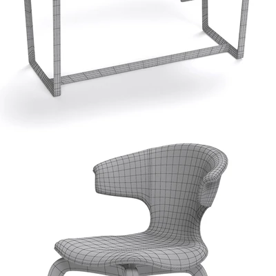 Poltrona Frau Montera Armchair and Fred desk — Ver 3