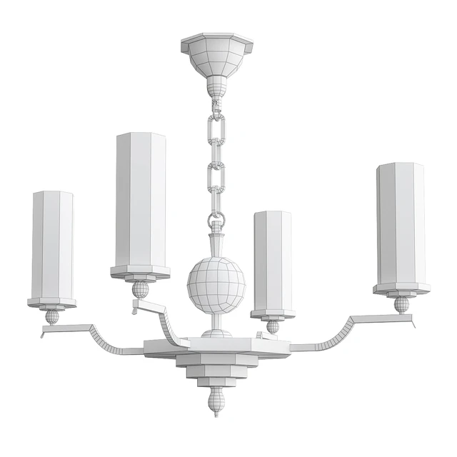 SWEDISH ART DECO FIVE-ARM BRASS CHANDELIER — Descargar