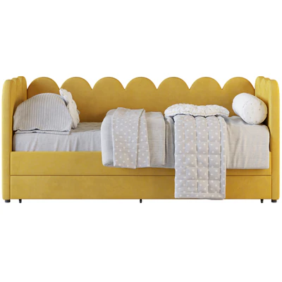Children's bed Tabby 90 Velvet Yellow — Ver 1