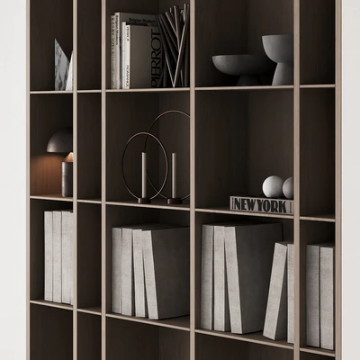202 bookcase and rack 05 wooden with decor 01 — Вид 7