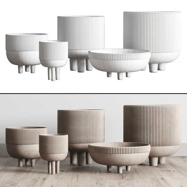 Vase Concrete Indoor Outdoor Set 03 — Descargar