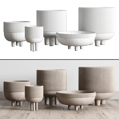 Vase Concrete Indoor Outdoor Set 03 — Ver 7
