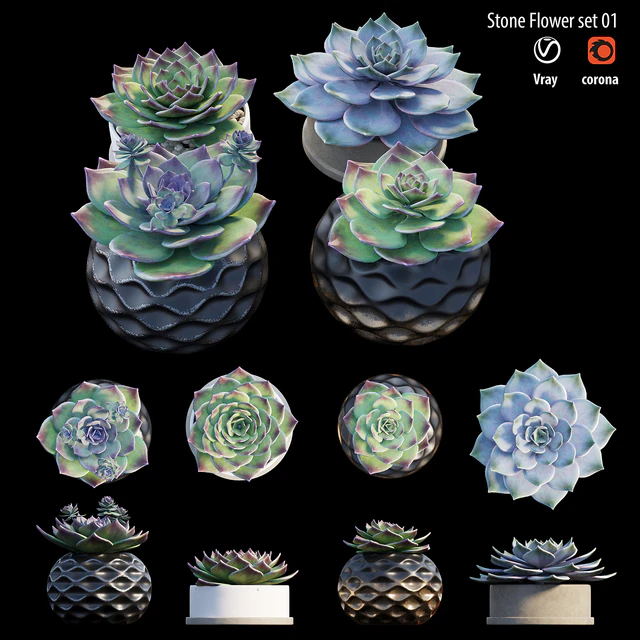 Stone flower set 01 — Скачать