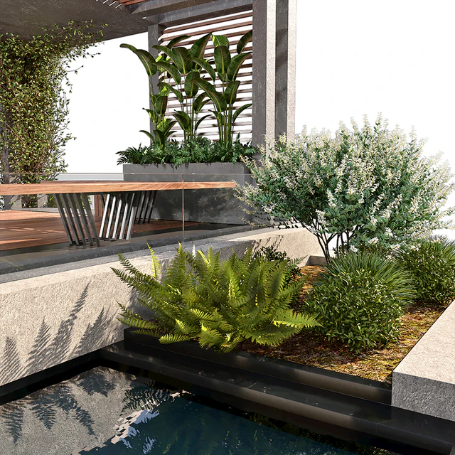 Pergola With Water & Plants — Descargar