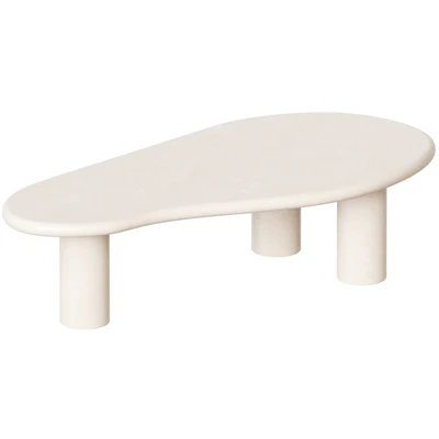 Beige Organic-Shaped Coffee Table — View 7