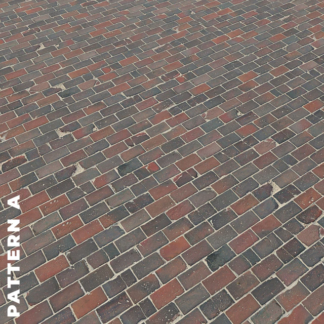 Set of four textures of old brick paving stones 7320 — Descargar