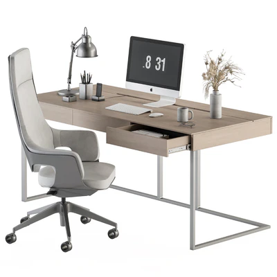 Home Office white and Wood Table - Office Furniture 280 — Ver 1