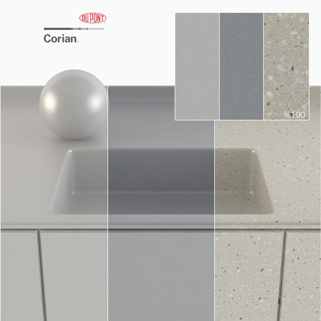 Dupont Corian Kitchen Countertops Gray 2 — Скачать