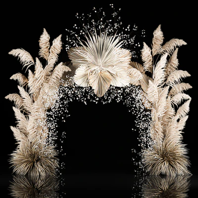 Eco-style wedding arch made of dried flowers and pampas grass, Cortaderia, moonflower, dry, palm branch. 5 — Ver 1