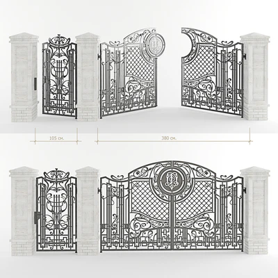 Forged gate with a gate and pillars — Ver 1