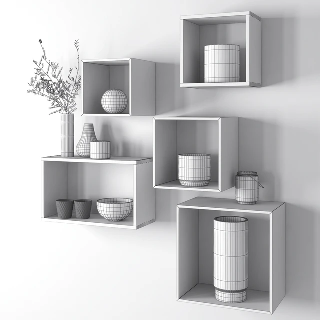 Wooden shelves with decorative objects — Descargar
