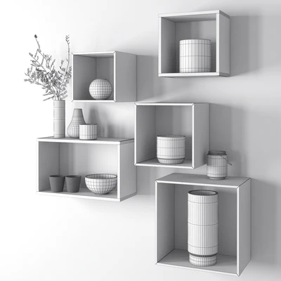 Wooden shelves with decorative objects — Ver 2