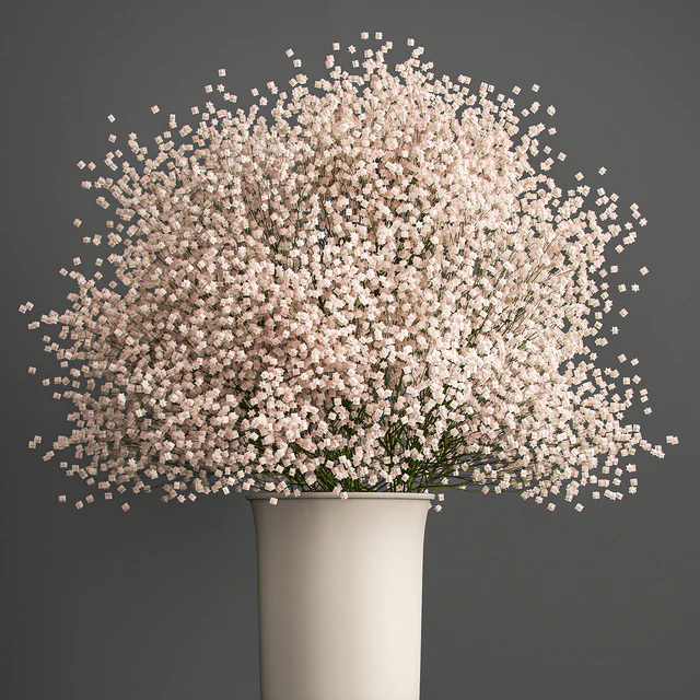Bouquet of white flowers in a vase with Gypsophila, Gibsolyubka, Kachim. 201. — Descargar