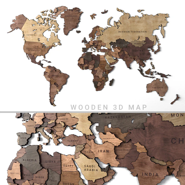 Wooden panel - world map 2 — Descargar