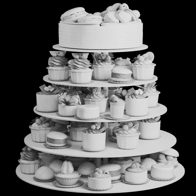 Wedding set of desserts. Confectionery shop — Descargar