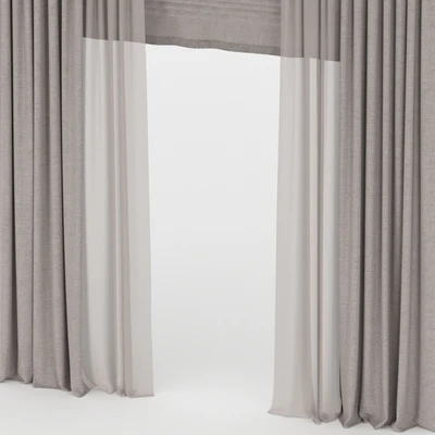 Brown curtains with tulle and roman — Ver 3