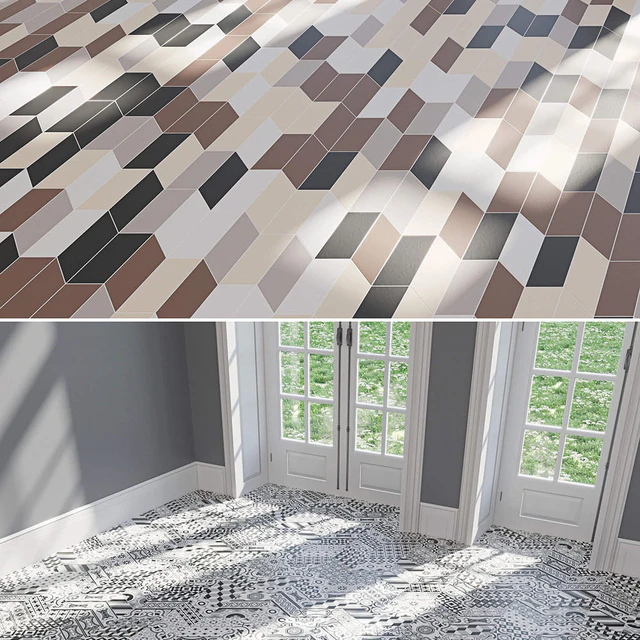 EQUIPE Chevron / Patchwork B & W / Blanco / Crema / Gris / Marron / Negro — Descargar