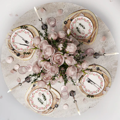 Table setting with roses/Сервировка стола с розами — Вид 3