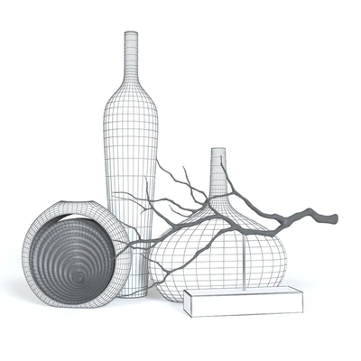 Decorative Set 2 (3 vases and line) — Ver 2