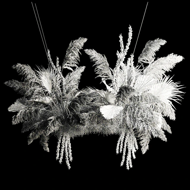 Installation suspension of white dried flowers, branches of pampas grass, dry reeds, wedding decor. 257. — Descargar