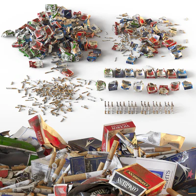 Пачки сигарет и окурки — Вид 1