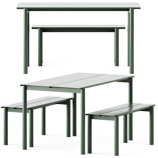 Linear Steel Garden Set L 140cm Table and Bench by Muuto — Descargar