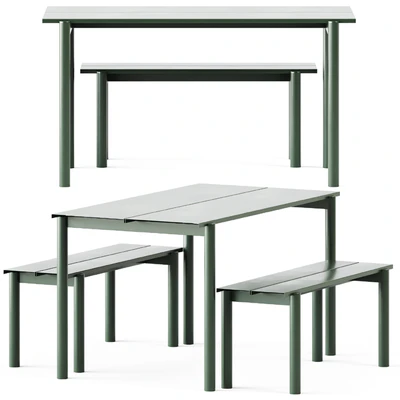 Linear Steel Garden Set L 140cm Table and Bench by Muuto — Ver 1