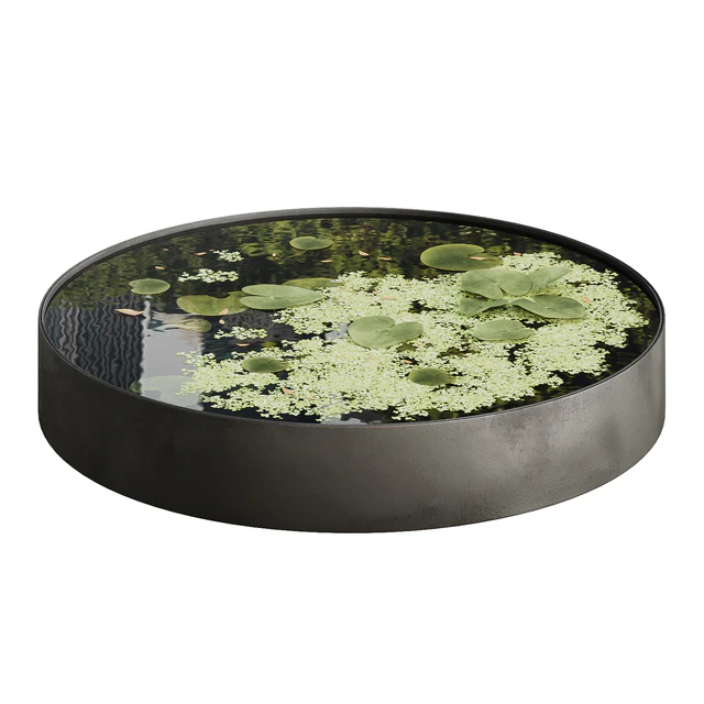 Garden ponds 02 black steel and corten steel round bowls — Descargar