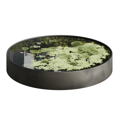 Garden ponds 02 black steel and corten steel round bowls — Ver 5
