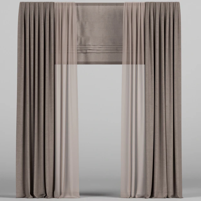 Curtains with tulle and roman blinds. — Descargar