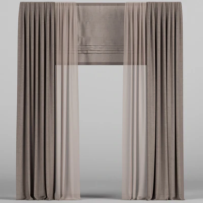 Curtains with tulle and roman blinds. — Ver 1