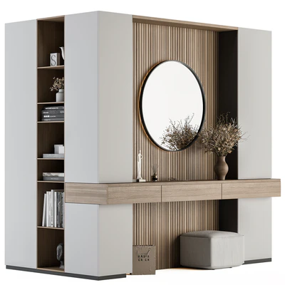 Hallway 37 - L Wardrobe White and Wood Entrance — Ver 1