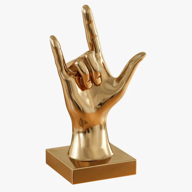 Figurine hand rock on table top — Скачать