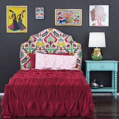 Landofnod Twin Arched Upholstered Headboard (Pattern - Desert Flower) — Ver 1