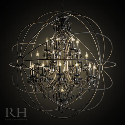 Foucault's orb smoke crystal chandelier 60 " — Ver 2