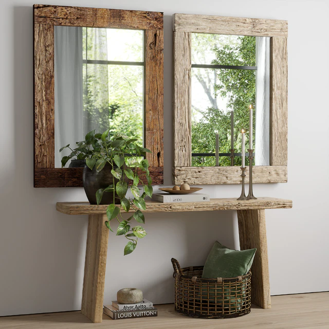 RH Reclaimed Railroad Ties Mirror — Скачать