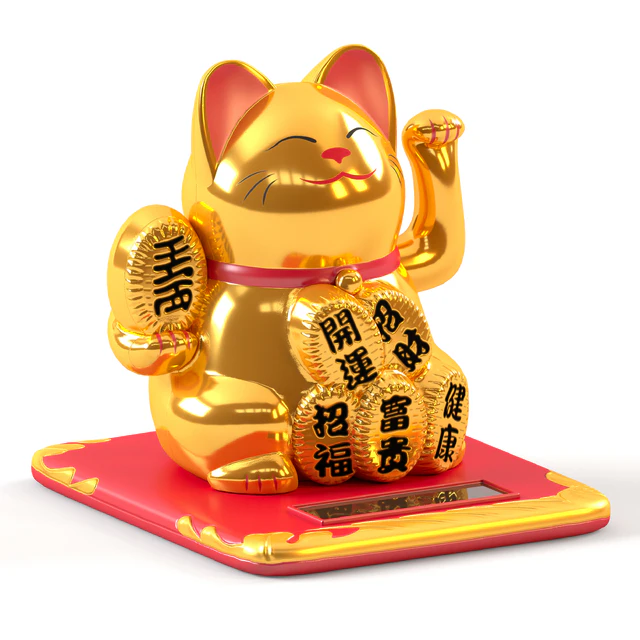 Maneki Neko Cat White and Gold — Скачать