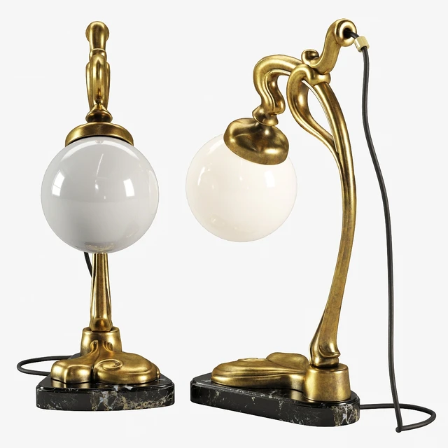 Vintage Gilt Bronze Art Nouveau Desk Lamp — Download
