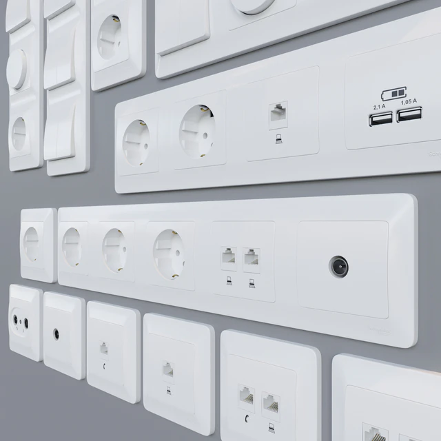 Sockets and switchers Schneider Electric Glossa | White — Descargar