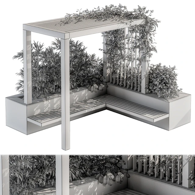 Roof Garden and Landscape Furniture with Pergola 04 — Скачать