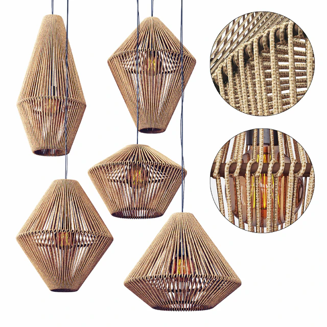 Lamp wood rattan wicker Cone / Chandeliers rattan cone — Descargar