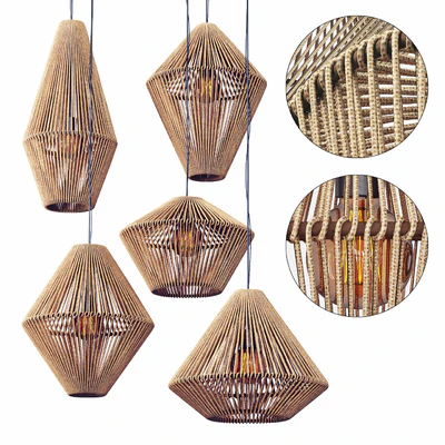 Lamp wood rattan wicker Cone / Chandeliers rattan cone — Ver 1
