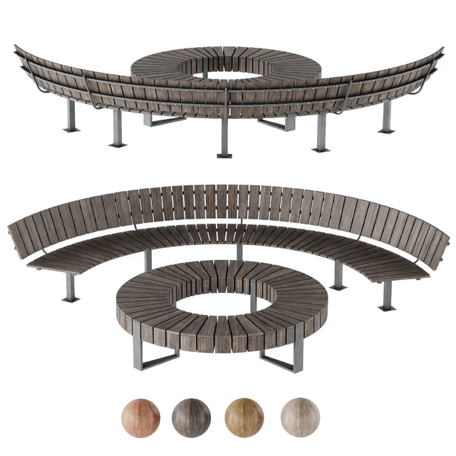 Bench Park Circle wooden — Скачать