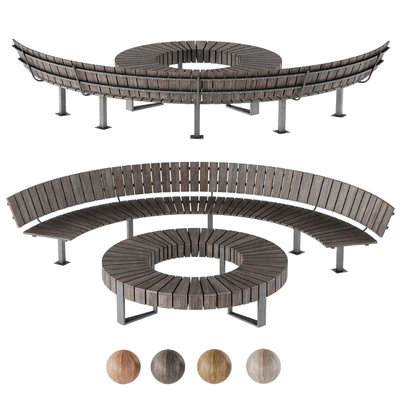 Bench Park Circle wooden — Вид 5